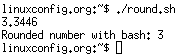 Round floating point number with bash