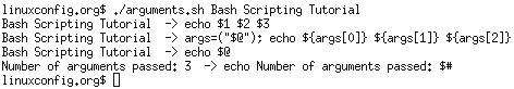 Passing arguments to the bash script