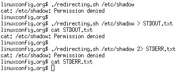 STDERR from bash script to STDOUT