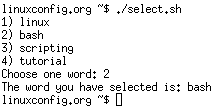 Bash Select