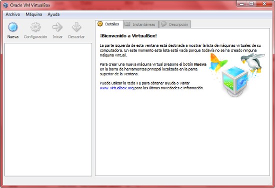 La ventana principal de VirtualBox